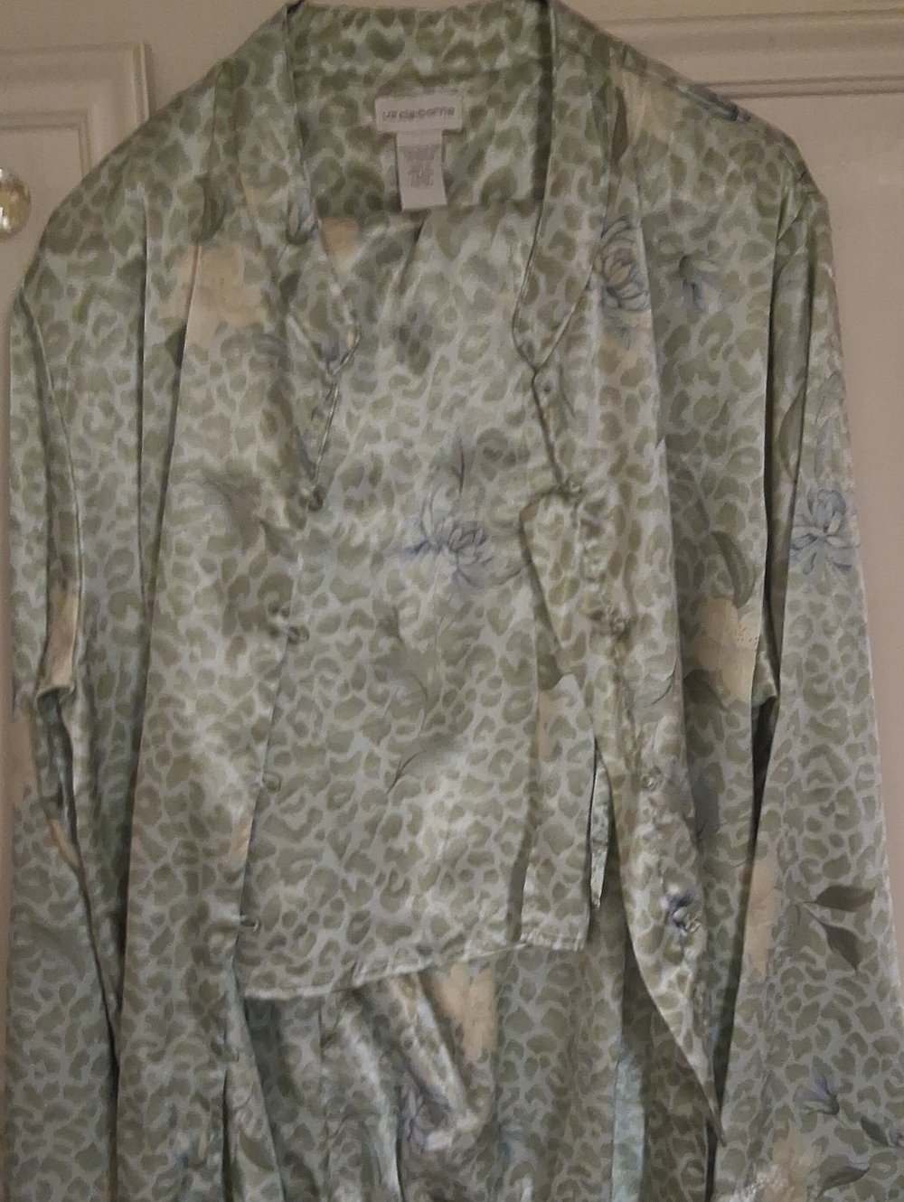 Liz Claiborne Light Mint Green Satin Floral-Print Jacket